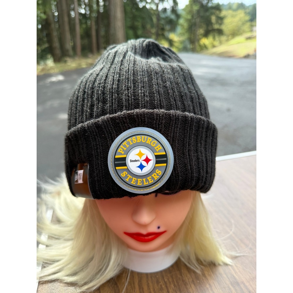 New Era Pittsburgh Steelers NFL Patched Cuffed Knit Beanie Hat Black OTC NWT